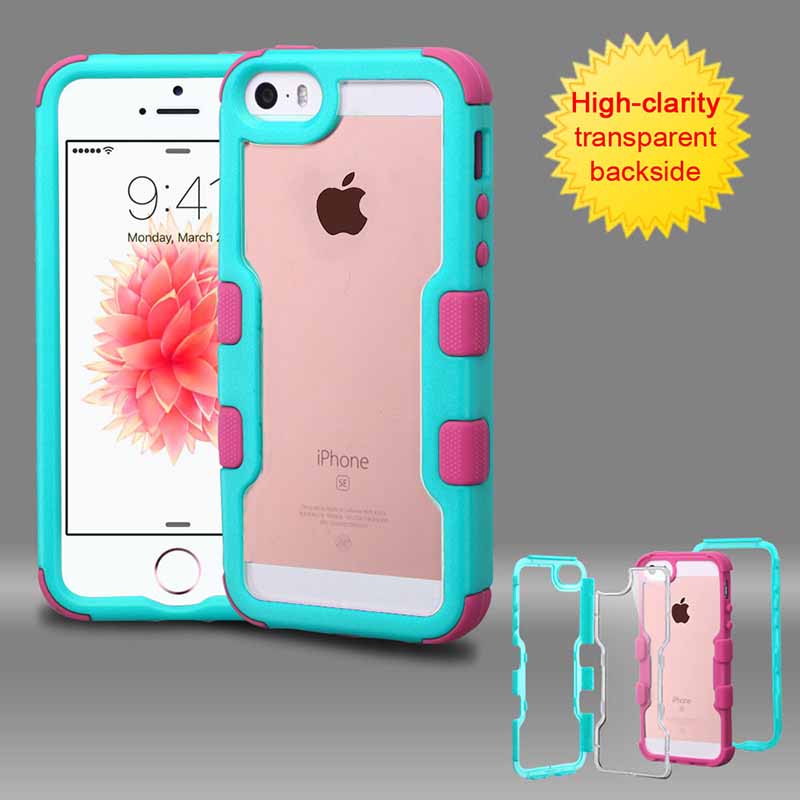 mobiletech-iphone-5-mybat-Natural-teal-green-Frame-Transparent -eLEctric-Pink-TUFF-Vivid-Hybrid-Protector-Cover
